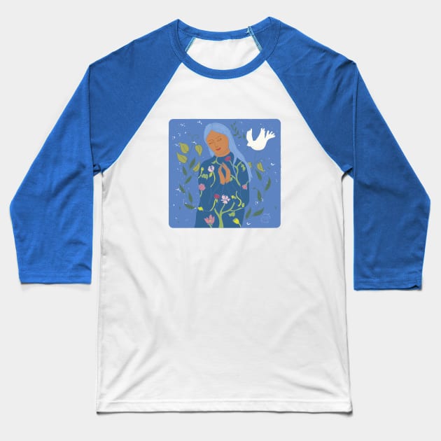 Blue Madonna Baseball T-Shirt by nandawatts